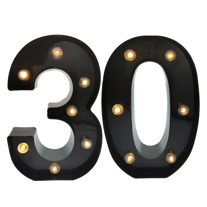 2 Stuks 18 21e 30e 40e 50e 60e Zwart Aantal LED String Nachtlampje Lamp Gelukkig Volwassen Verjaardag jubileum Partij Decoratie