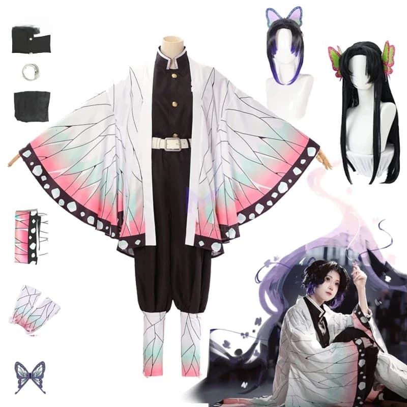 Volwassen Kinderen Kochou Anime Shinobu Cosplay Kostuum Kanae Cosplay Kleding Vlinder Clip Vrouwen Uniform Slayer Mantel Halloween Outfit