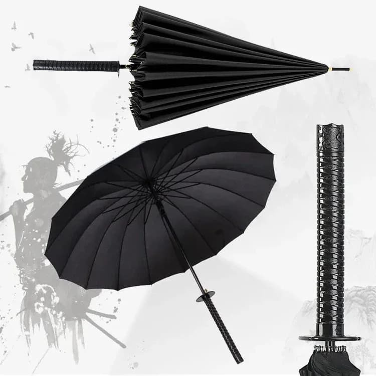 Katana Paraplu met lange steel UV Blokkerende Zwarte Parasol Demon Slayer Ninja Mes Japanse Katana Samurai Zwaard Paraplu Regenjas