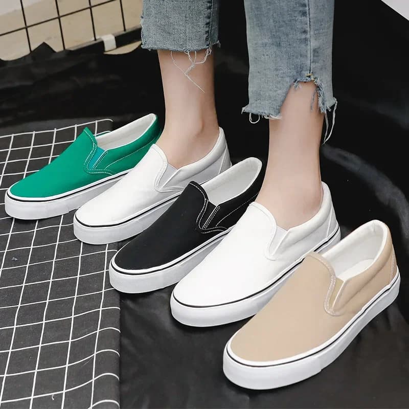 Witte canvas schoenen dames paar slip op platte comfortabele vrijetijdsschoenen mode platform dames gevulkaniseerde schoenen zapatillas mujer