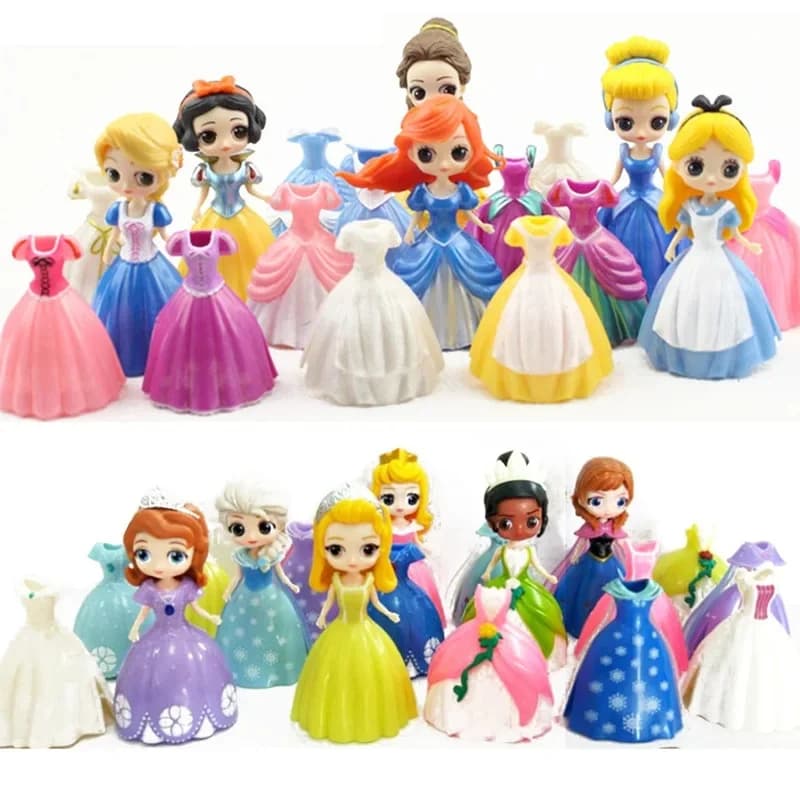 Disney Prinses Speelgoed Frozen Elsa Assepoester Ariel Alice Magic Clip Jurk Kleding Veranderen Figuren Poppen