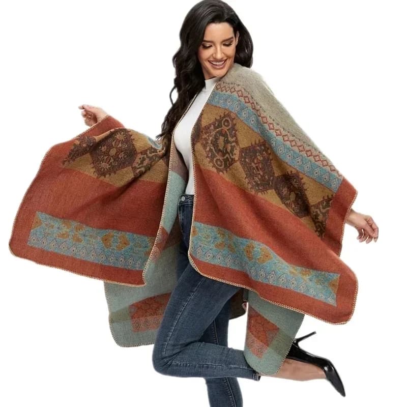 Winter Mode Poncho Vrouwen Capes Sjaal Imitatie Kasjmier Dames Sjaals Warme Sjaals Wraps Vrouw Poncho Bufanda Mujer Foulard