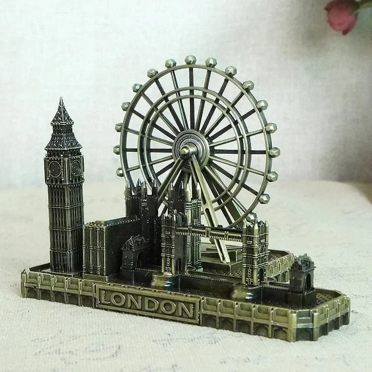 Metalen wereldberoemde gebouw architectuur model Libert Big Ben Tower Bridge standbeeld Landmark toeristische souvenir thuiskantoor decor