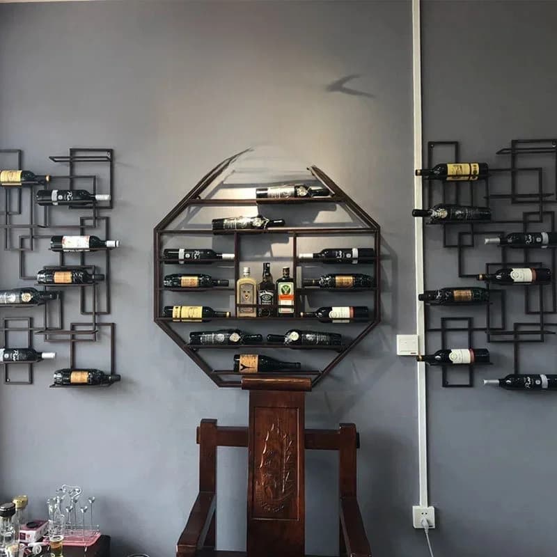 Europese stijl aan de muur gemonteerd wijnrek ijzeren kunst rode wijn display decoratieve elegante robuuste wijnopslagplank voor woondecoratie
