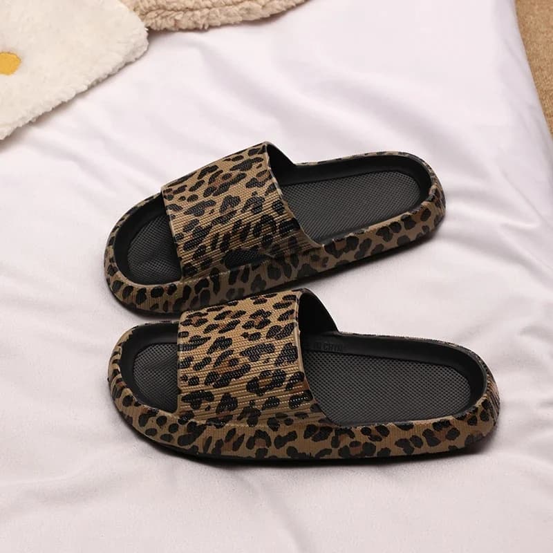 Slippers met dikke zolen en luipaardprint, damesbovenkleding, nieuwe Koreaanse zomerversie, modieuze, indoor pantoffels voor thuis