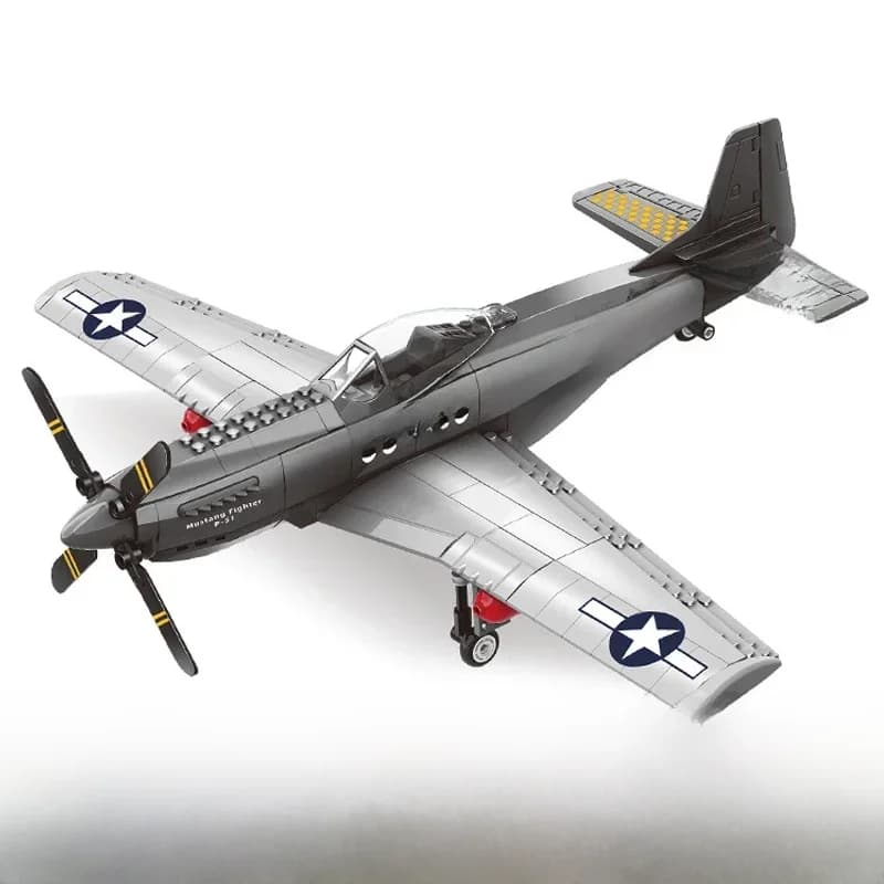 Militaire Usa P-51 Mustang Straaljagers Modelbouwstenen Technische Vliegtuigen Vliegtuig Moc Wapens Stenen Speelgoed Voor Volwassen Geschenken