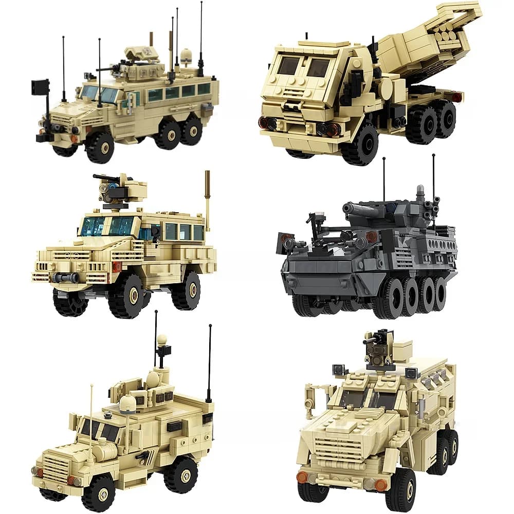 Gobricks MOC MRAP Militair voertuig Auto Serie Bricks Mijnbestendig 4x4 RG-33L RG-31 M142 M1296 KROWS Bouwstenen Speelgoedauto