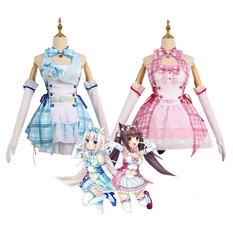 In Voorraad Uwowo Nekopara Vanille Cosplay Kostuum Nieuwe Meid Jurk Idool Podium Chocola Vanille Theatrale Kostuum Halloween Outfit