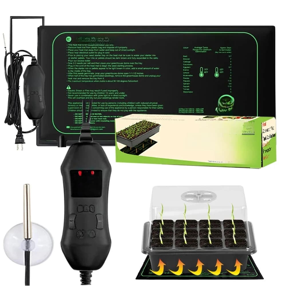 50W Zaailing Verwarmingsmat Met Instelbare Thermostaat Instelling Van 20 ℃ Tot 45 ℃ Voor Winterplanten Kwekerij Warm Zaad Kieming Groeien