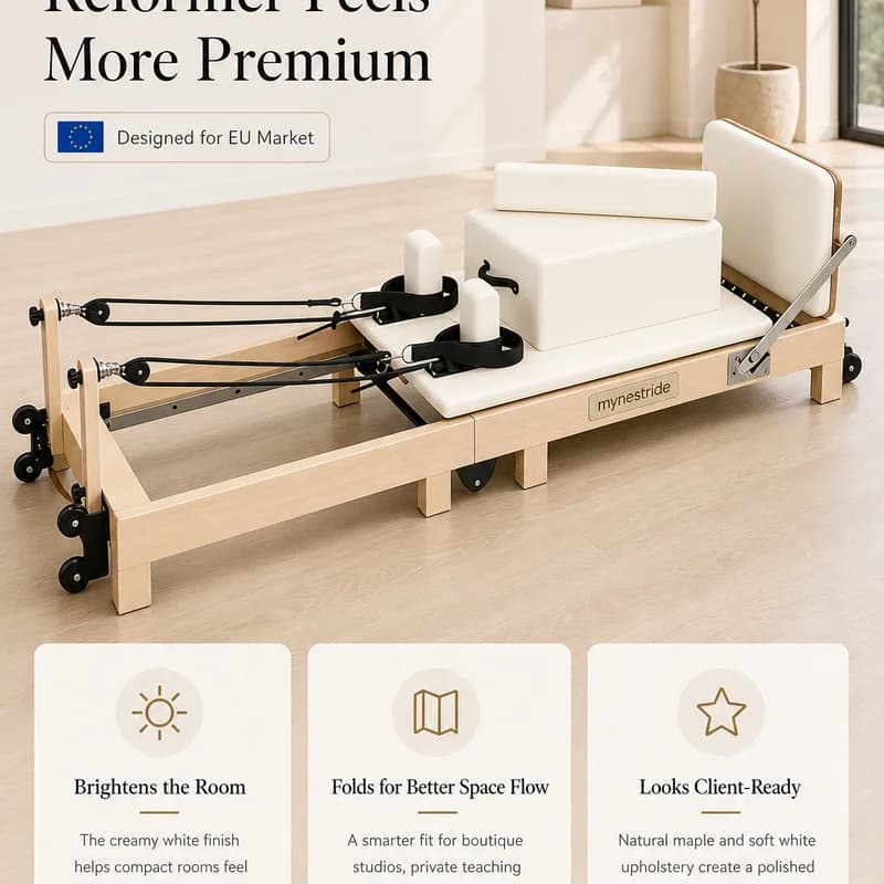 EU Voorraad: Opvouwbare Pilates Reformer – Fitnessapparaat geschikt voor yogastudio's, sportscholen, particuliere clubs en thuisgebruik; inclusief