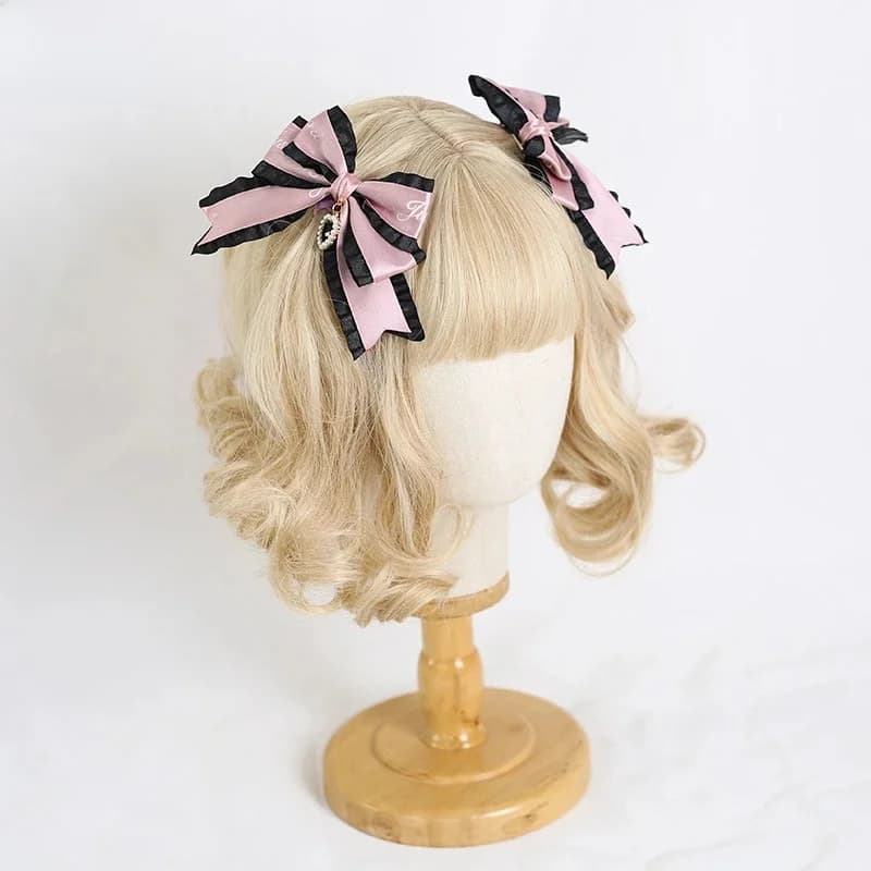 Sweet Lolita Hoofddeksel Japanse JK Kant Haarspeldjes Letters Lint Strik Jirai Kei Haarclips Hoofdtooi