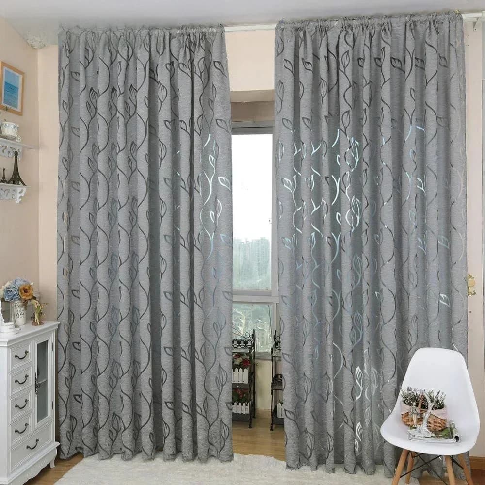 NAPEARL Woondecoratie Woonkamer Gordijnen Raambehandelingen Jacquard Blad Designer Grijs Gordijn Voor Keuken Slaapkamer