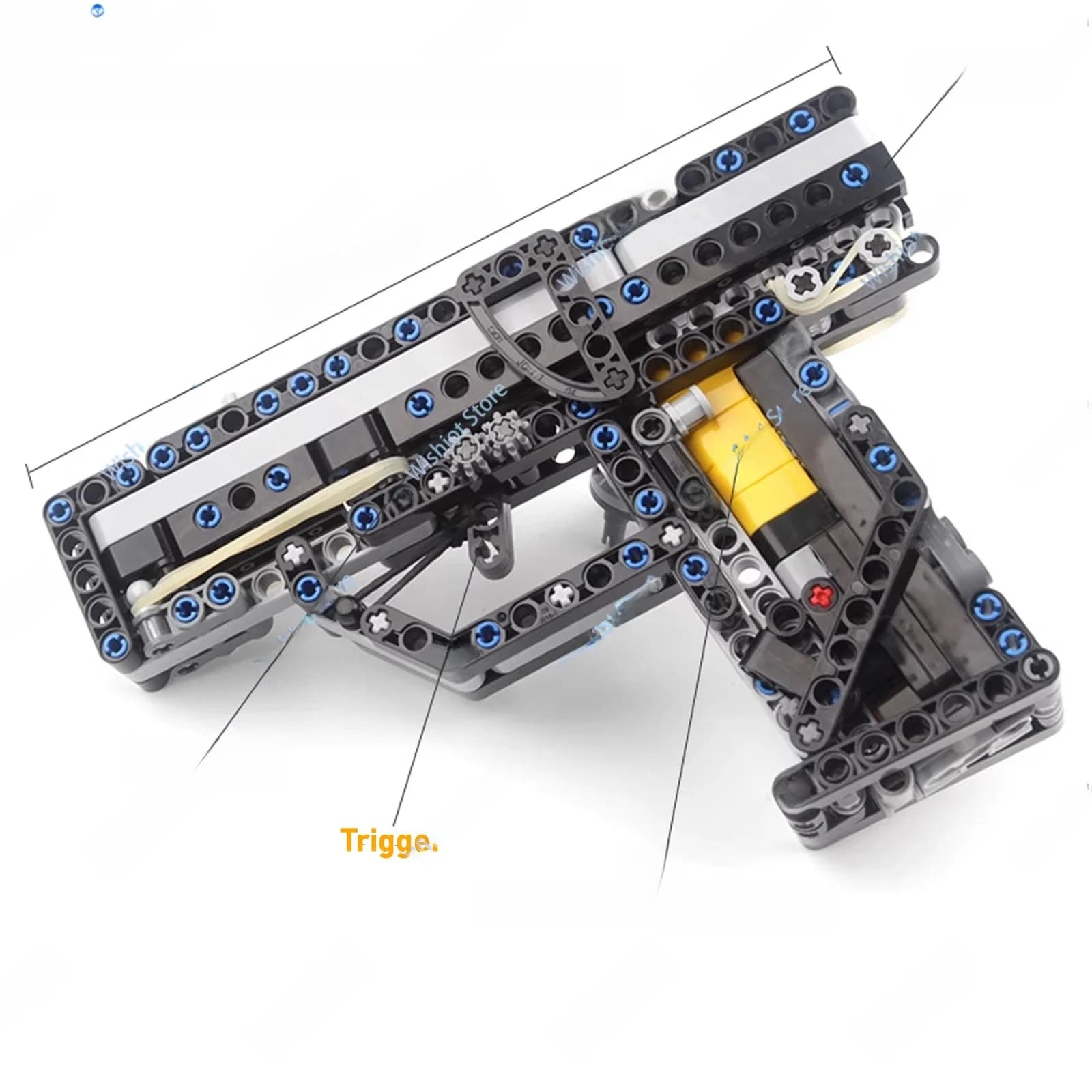 MOC Bouwstenen Elastiekje Pistool Pistool Model Met Tijdschrift en Kogels Schieten Tos Hoge moeilijkheidsgraad Assmble Bricks Idee Gift