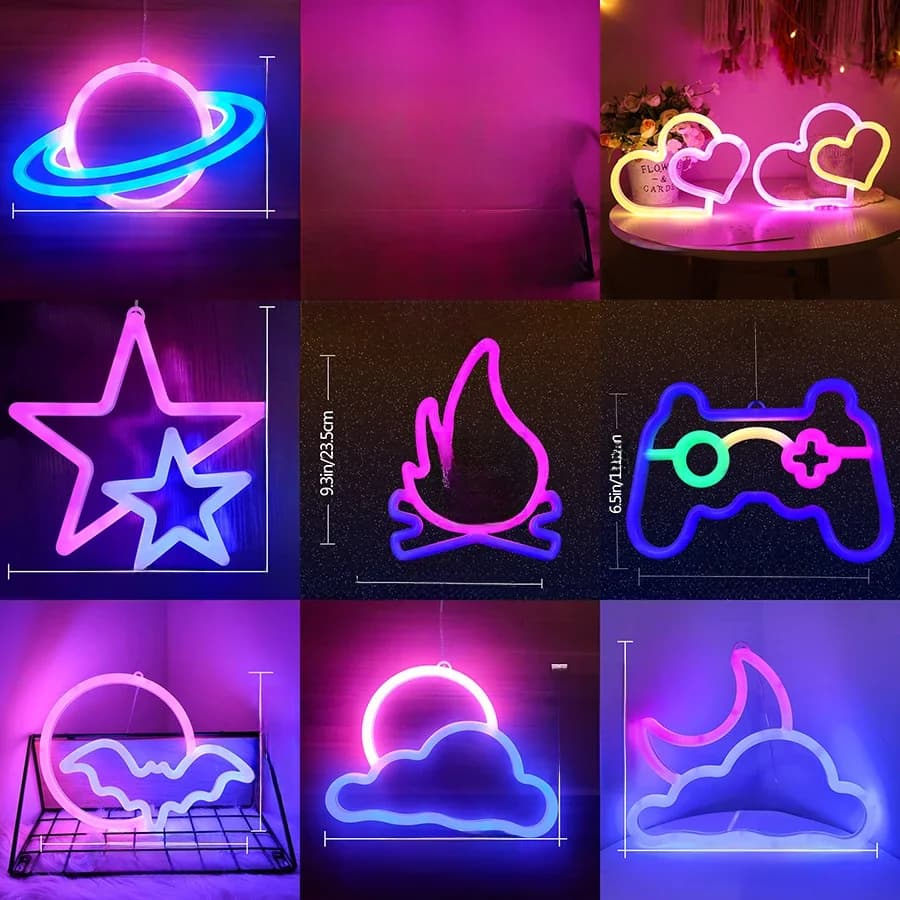 Led Bright Neon Light Night Gamepad Fire Moon Star Teken Modeling Lamp Room Wall Art Decoratie Groothandel Xmas Verjaardag Bruiloft