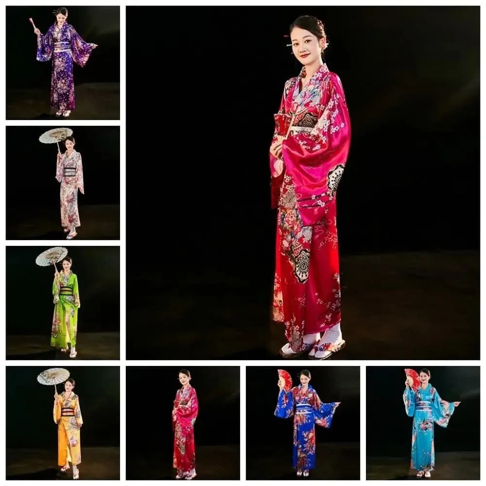 Cosplay kostuum traditionele Japanse kimono Japanse stijl elegantie Sakura meisje kimono jurk Aziatische gedrukte bloemen
