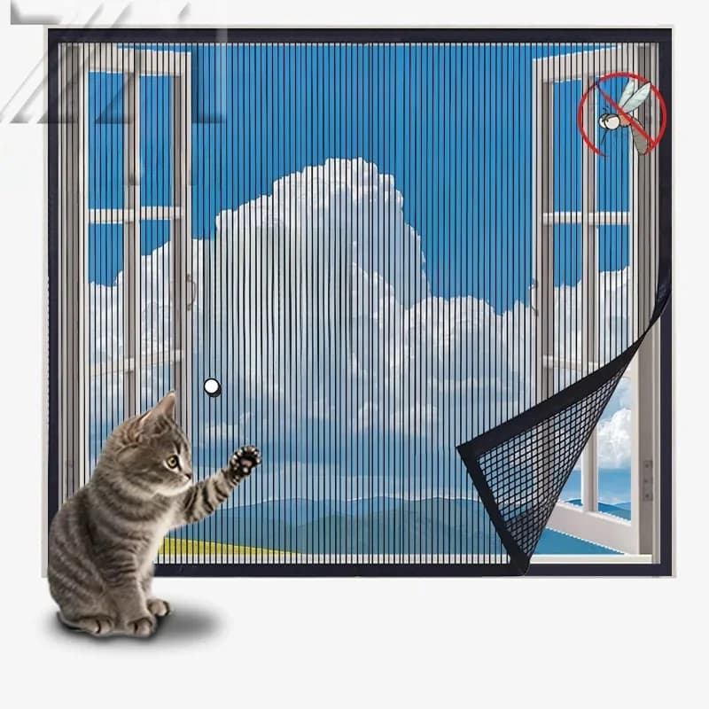 Zomerhor met muggenbescherming, voor thuisgebruik, geen perforatie nodig, anti-kattenkras, hoogwaardig diamantgaas, op maat te maken muggengaas