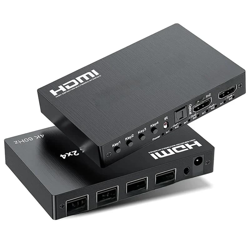 4K HDMI True Matrix Switch 2x4 4x2 Matrix HDMI Video Switch Splitter 2 In 4 uit met Optische & R/L Audio Extractor Dolby HDCP2.2