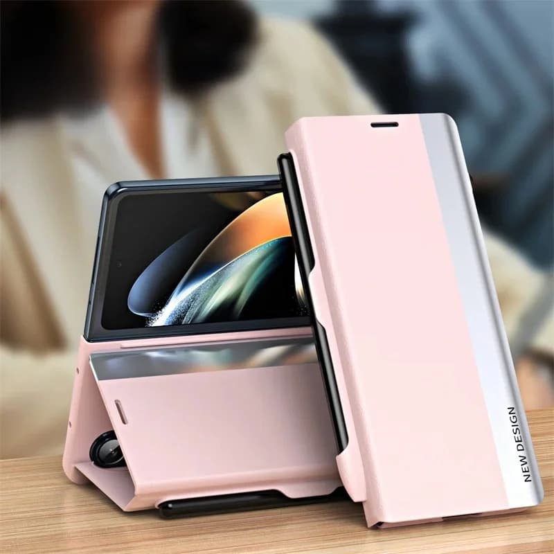 Met S Pen & Pen Slot PU Leer Galvaniseren Houder Telefoon Case Voor Samsung Galaxy Z Fold 6 5 4 3 5G Fold7 Magnetische Flip Cover