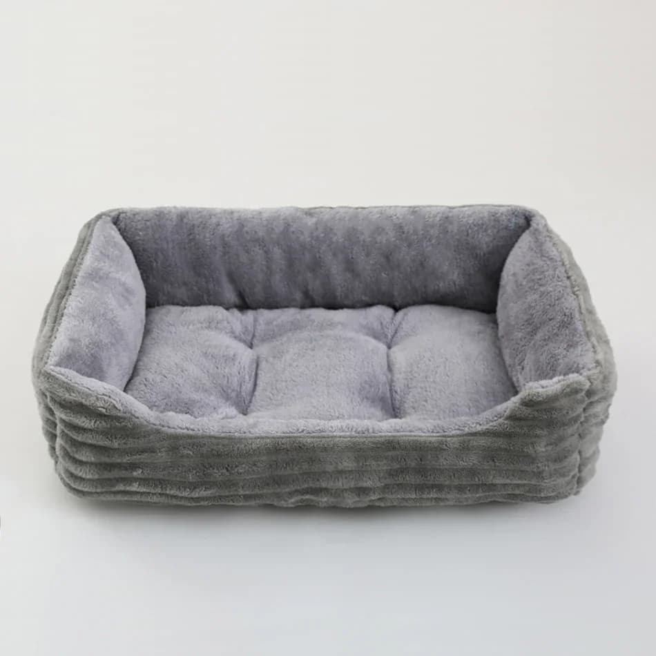 Honden- en kattenbed, vierkant, pluche, hondenmand, medium, klein, hondenbank, kussen, kalmerend hondenbed, huisdierbenodigdheden, winter