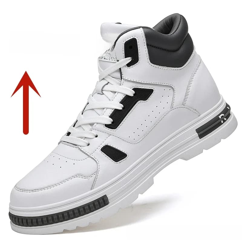 Fuqiao Nieuwe Hoge Liftschoenen Casual Heren Sneakers Verhogen De Hoogte Met 8Cm Koe Split Lederen Vrijetijdsdesignerschoenen