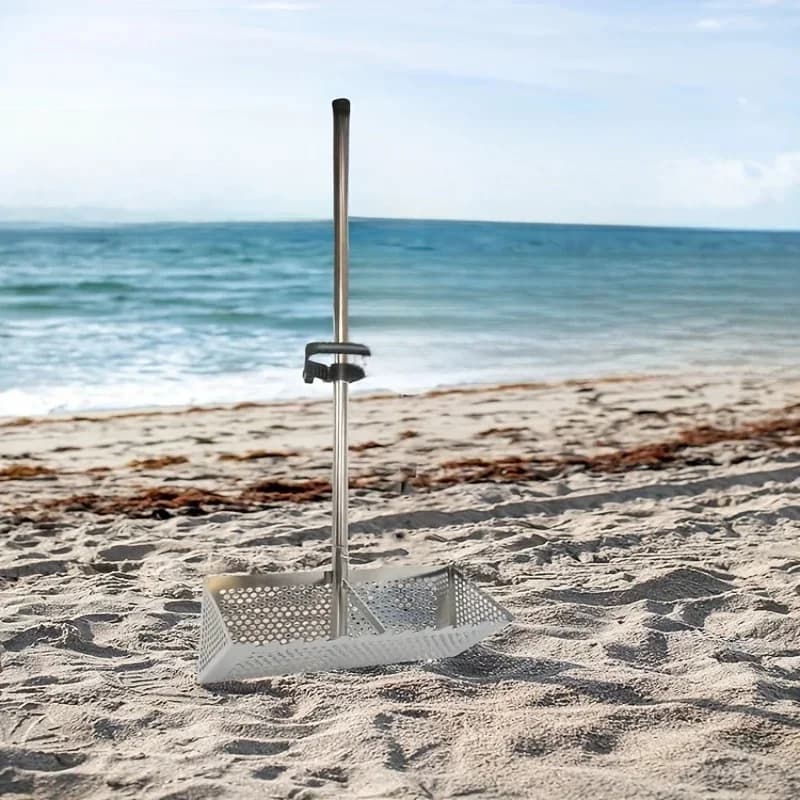Roestvrijstalen zandvlooien Hark Strandzandschep Schop Metaaldetector Scoops Schatdetectie Jacht Roestvrijstalen gereedschap