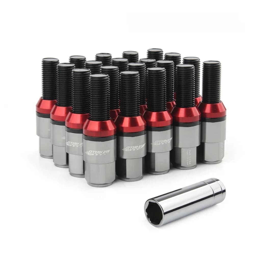 New20Psc Staal + Aluminium Legering Taper Lug Bout Cone Seat Wiel Bouten Wielmoeren Met Caps M12 * 1.25 M12 * 1.5 M14 * 1.25 M14 * 1.5 Voor Bmw