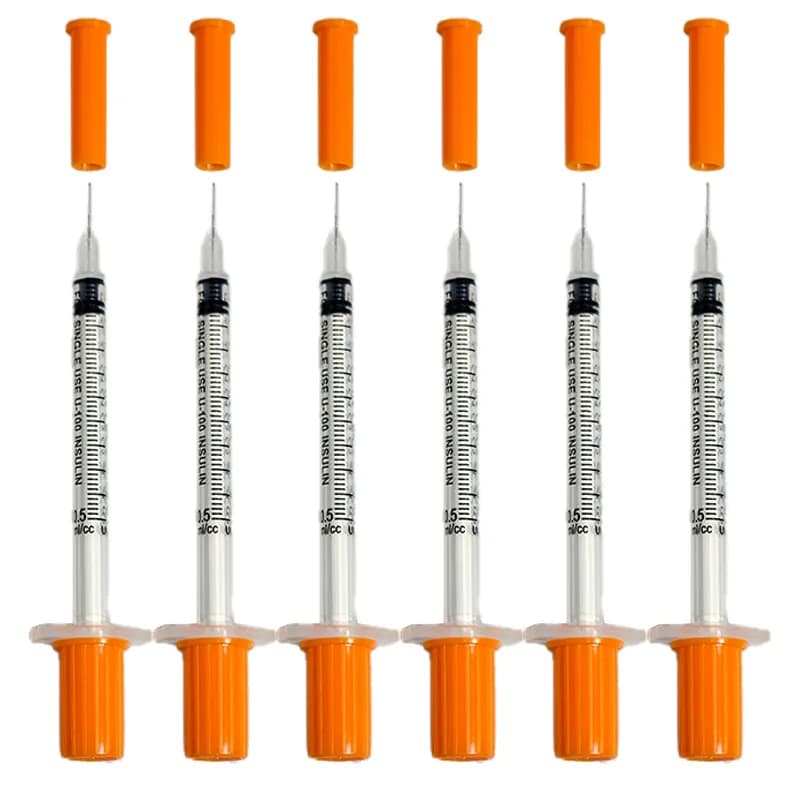 10/50/100 Stuks Insuline Spuit 1CC 0.5CC 0.3CC Menselijke Veterinaire Insuline Spuit Hechtdraad 1ml 0.5ml 0.3ml