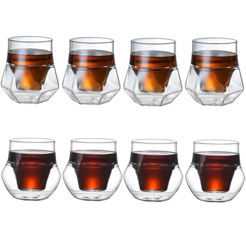 2/4/8 Stuks Dubbele Wand Glazen Espresso Cup 120/130Ml Geïsoleerde Doorzichtige Koffie Shot Glazen Latte Thee Mokken Set Koffie Accessoires