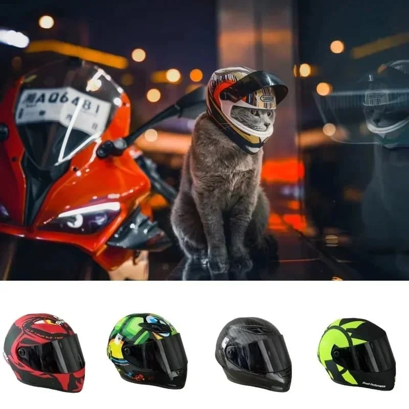 ATUBAN motorhelm voor kleine huisdieren, kat, hond, puppy, minihelmen, integraal motorhelm, buitenhoofdbeschermende harde hoed voor huisdieren