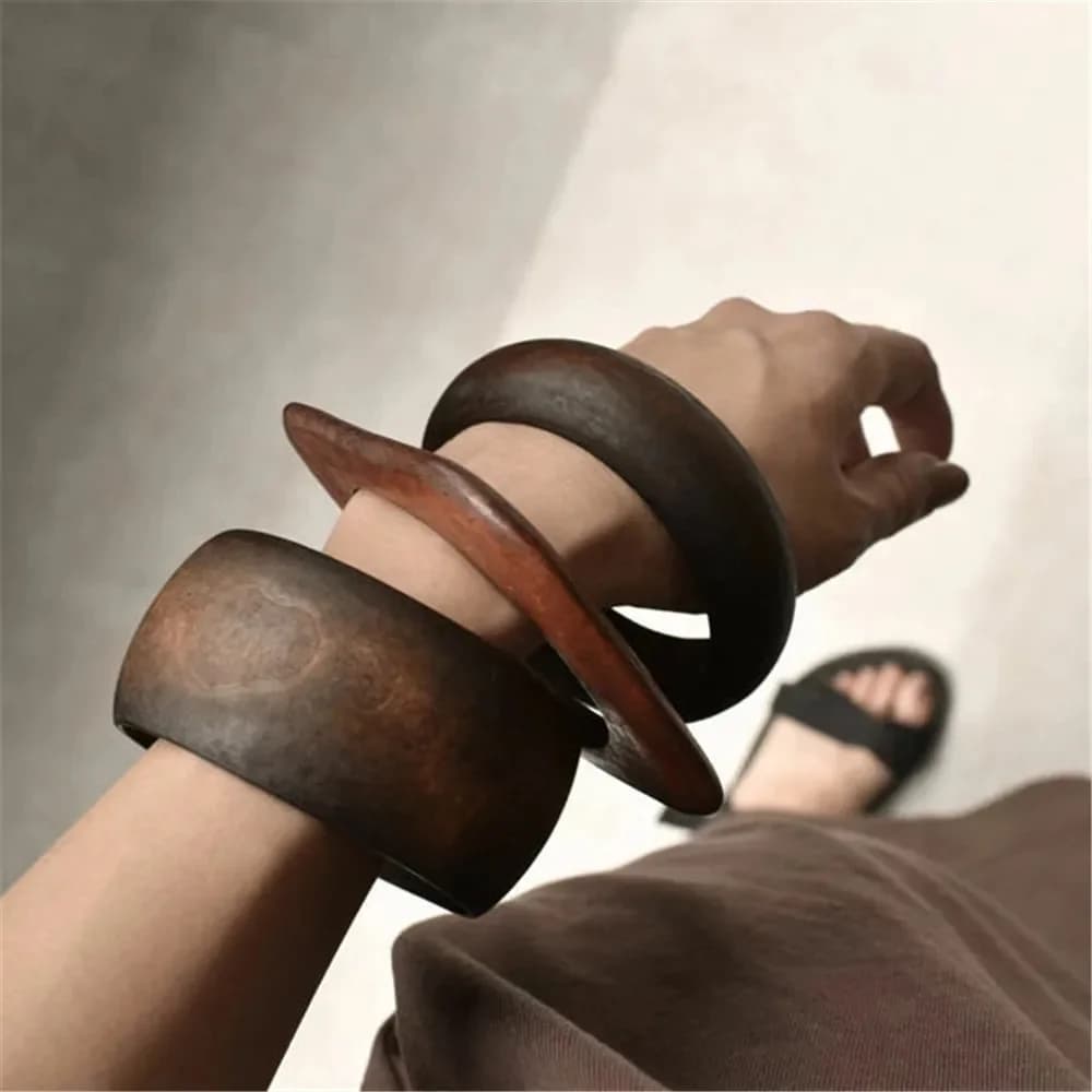 4 stks Vrouwen Elegant Natuurlijk Hout Vierkant DIY Armband Koffie Meisje Sieraden Dames Gift Geometrische Houten Armbanden Voor Vrouwen