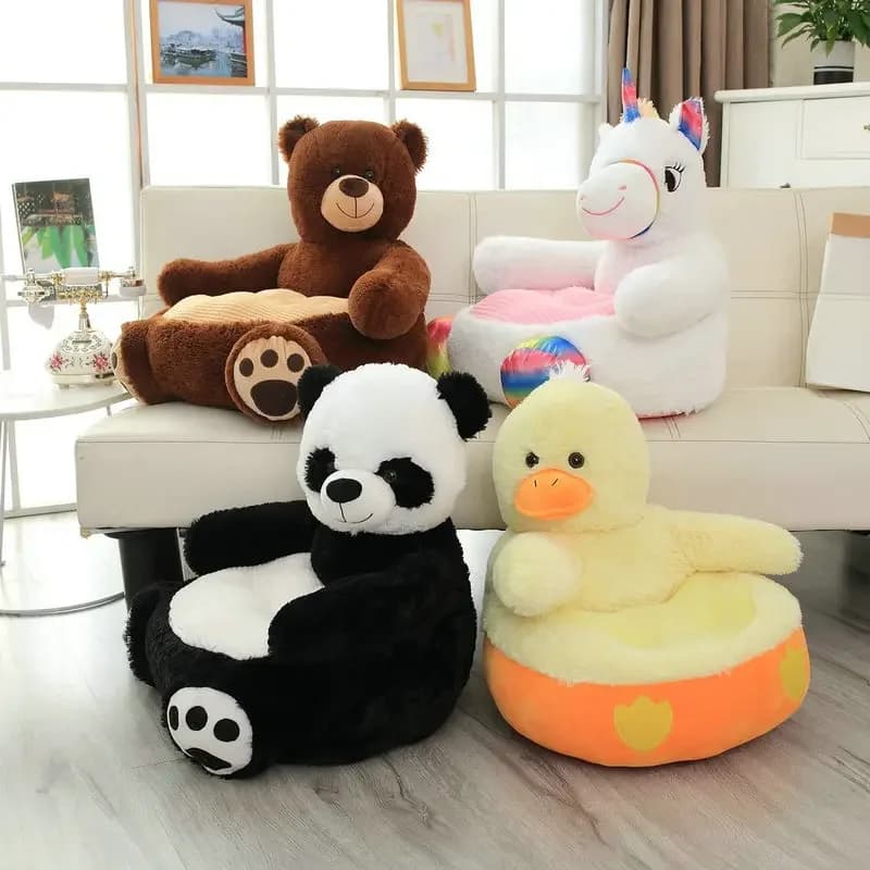 50CM Nieuwe Panda Baby Jongens Zetels Zachte Bank Cartoon Eend Dier Meisjes Comfort Pluche Eenhoorn Beer Stoelen Bevatten Vulling