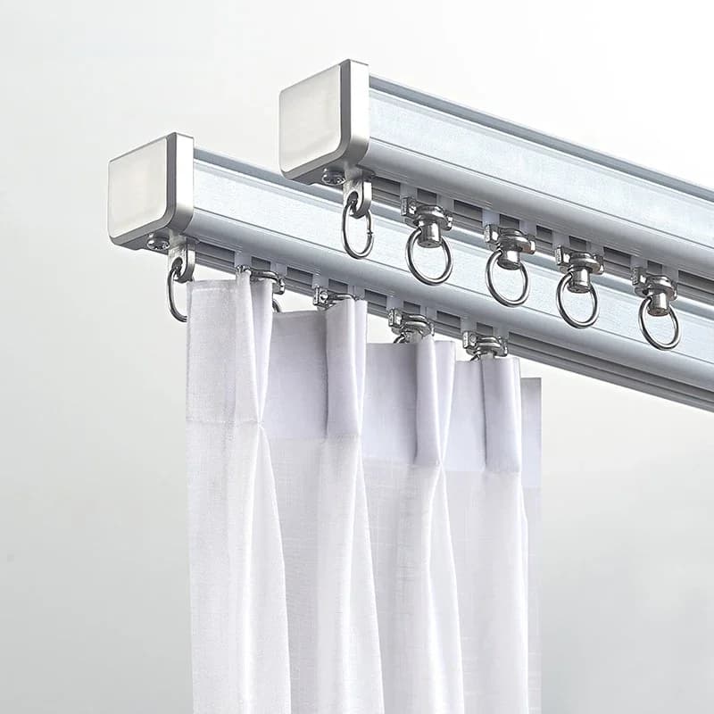 Gordijn Rail Metalen Silencer Sterke Duurzaam Wit Moderne Gordijnen Track Voor Hotel Slaapkamer Woonkamer Accessoires Custom Size