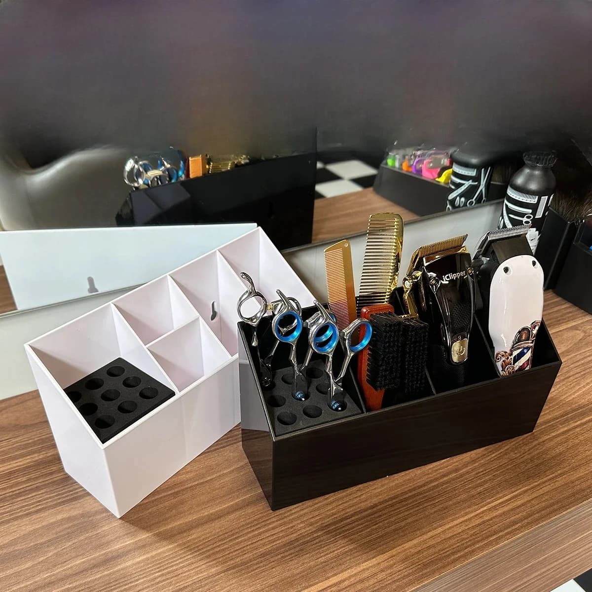 Multifunctionele Grote Capaciteit Kapper Opberggereedschap Houder Antislip Afneembare Haarkam Schaar Rek Kappersgereedschap Doos