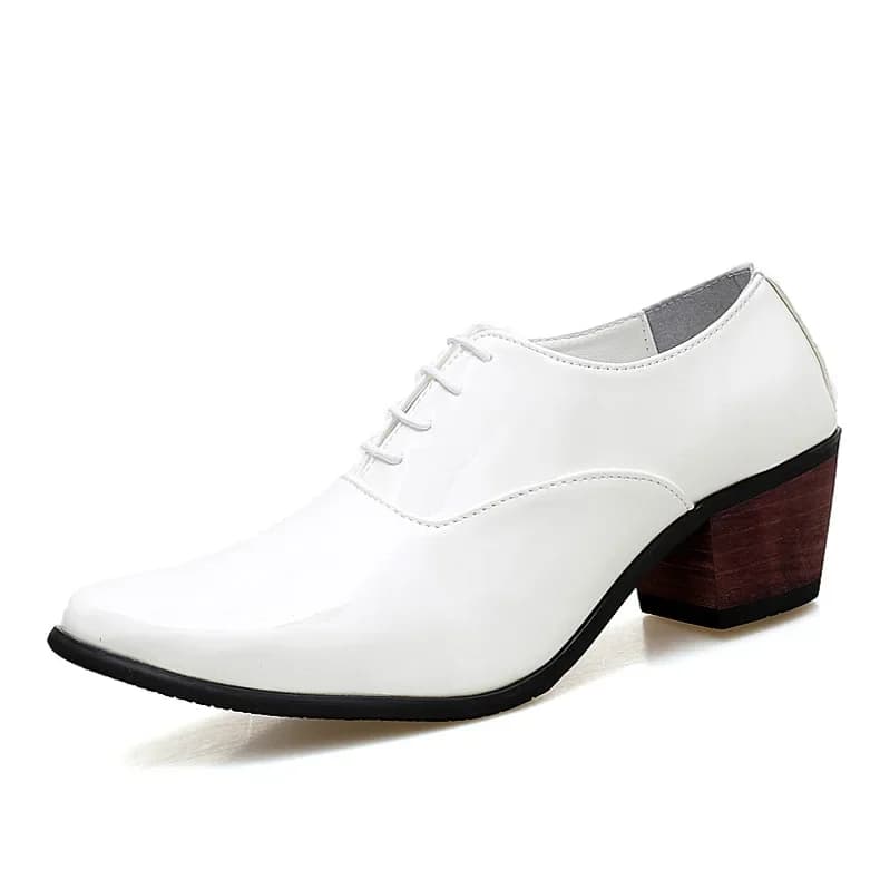 Mannen Lakleer Oxford Schoenen Ademend Puntschoen Hoge Hakken Formele Zakelijke Prom Mode Jurk Bruiloft Bruidegom Schoenen 663