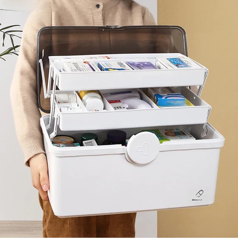 3 Lagen Grote Capaciteit Familie Medicine Organizer Opbergdoos Draagbare EHBO-Kit Container Pillendoos Voor Noodapotheek
