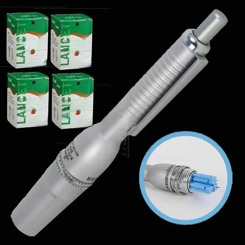 1 stks pen + 200 stks (4 dozen) naalden Rvs Pen voor Twist Off bloed Lancet, Cupping Therapie en Bloedtest