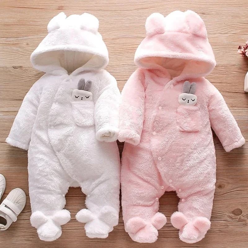 Herfst en winter nieuwe baby pluche klimkleding baby warme en dikke cartoon hond konijn schattige katoenen kleding voor 0-2 jaar