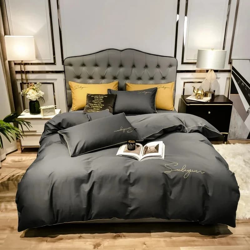 400TC Egyptisch Katoenen Beddengoed Set Luxe Volledige Queen Kingsize Dekbedovertrek Laken Set Kussensloop Beddengoed Scandinavische Eenvoudige Stijl