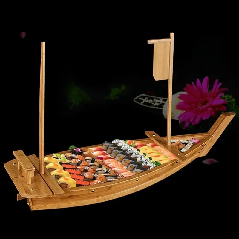 Nieuwe Luxe Sashimi Boot Droog Ijs Boot Sashimi Schotel Sushi Servies Japanse Keuken Houten Sushi Boot Bamboe Sushi Hulpmiddel Sushi
