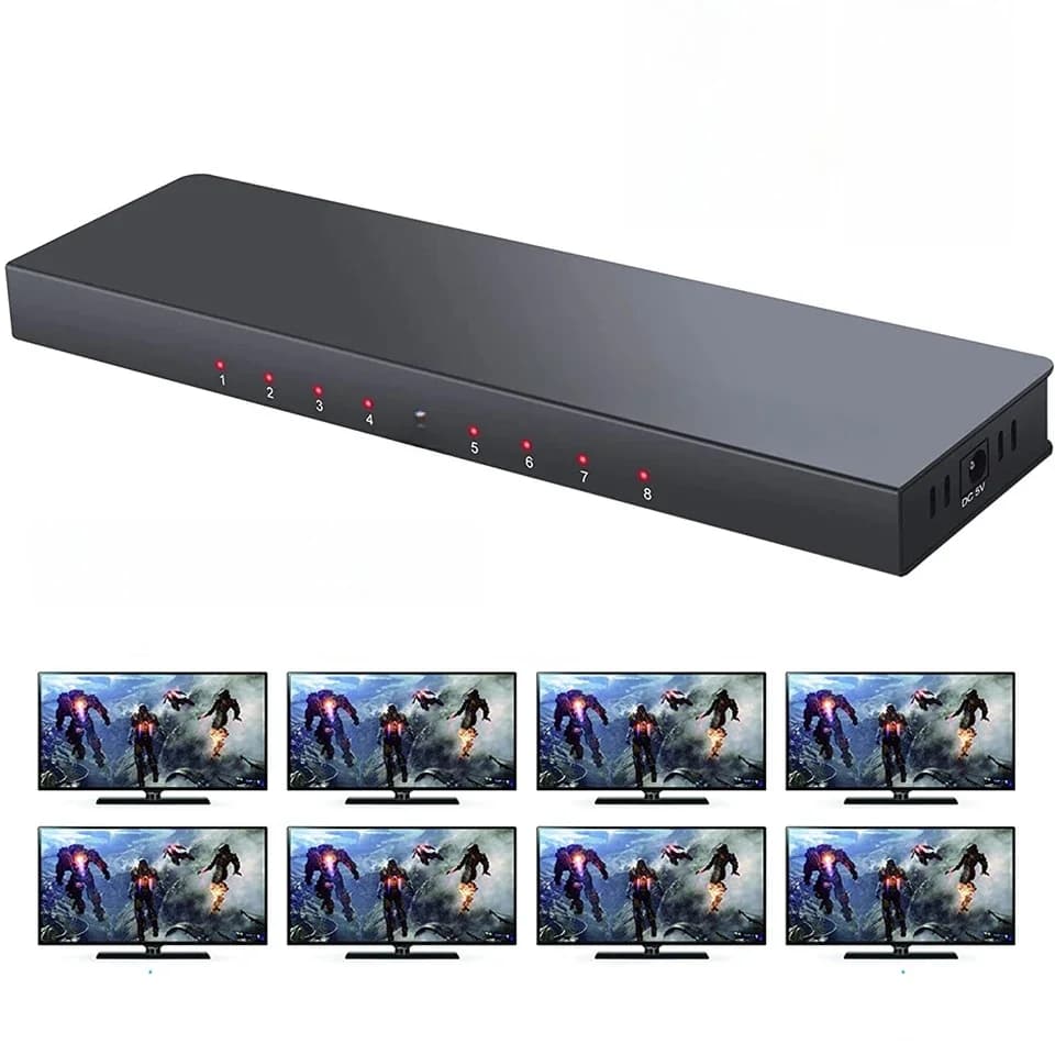 4K 1X8 Hdmi Splitter 1 In 8 Uit Hdmi Video Distributeur Versterker 8 Hdmi Display Duplicaat Voor Dvd Ps3 Pc Tv Markt Display