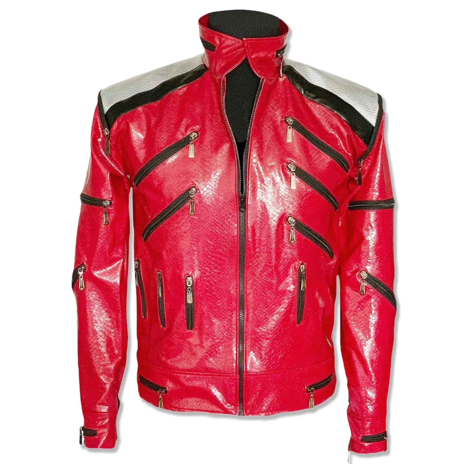Rollenspel Cosplay Kostuums Michael Jackson Beat It Jas in Rood Leer voor Volwassenen Kinderen Halloween Kerst Anime