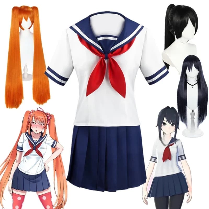 Game Yandere Simulator Osana Najimi Cosplay Kostuums Pruik Ayano Aishi Girl School Jk Uniform Matroos Shirt Rok Jurk Kleding