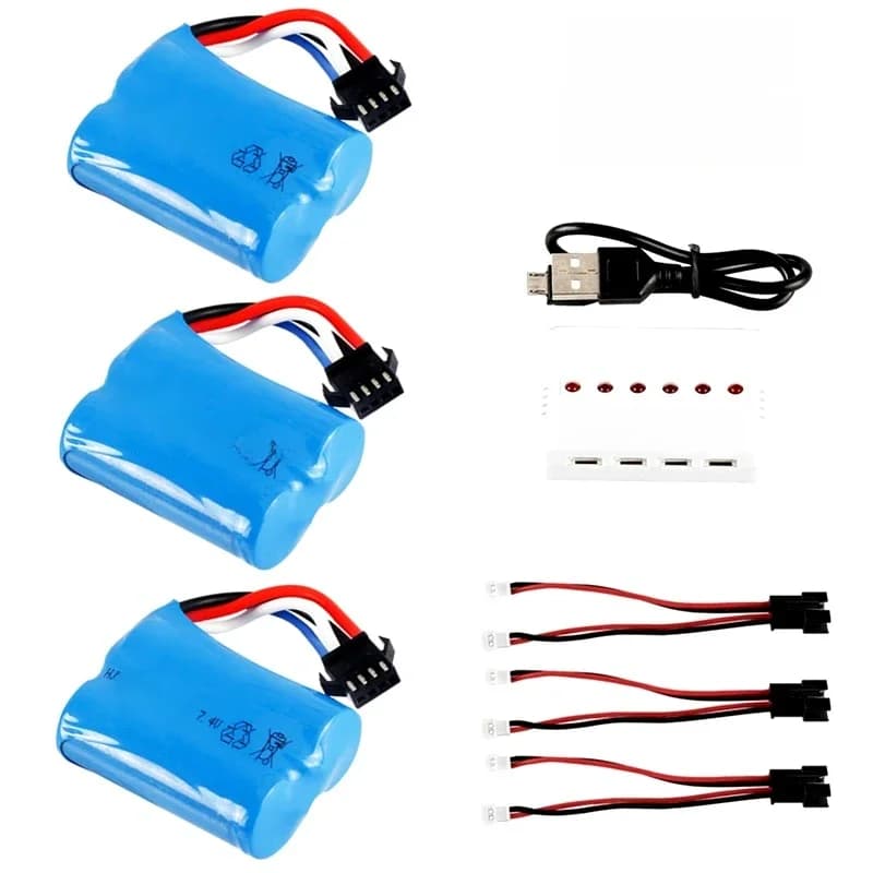7.4V 1100Mah 18500 Li-Ion Batterij + Lader Voor Udi R/C UDI001 UDI901 HQ747 Huanqi 960 Venom speed Boot 7.4V Vervangende Batterij
