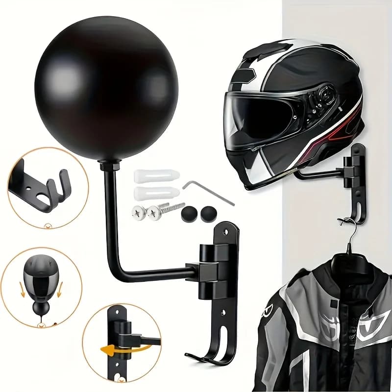 Houder voor motorhelm draaibare 180° wandplank helm- en jashanger metalen haak metalen planken perfecte cadeau