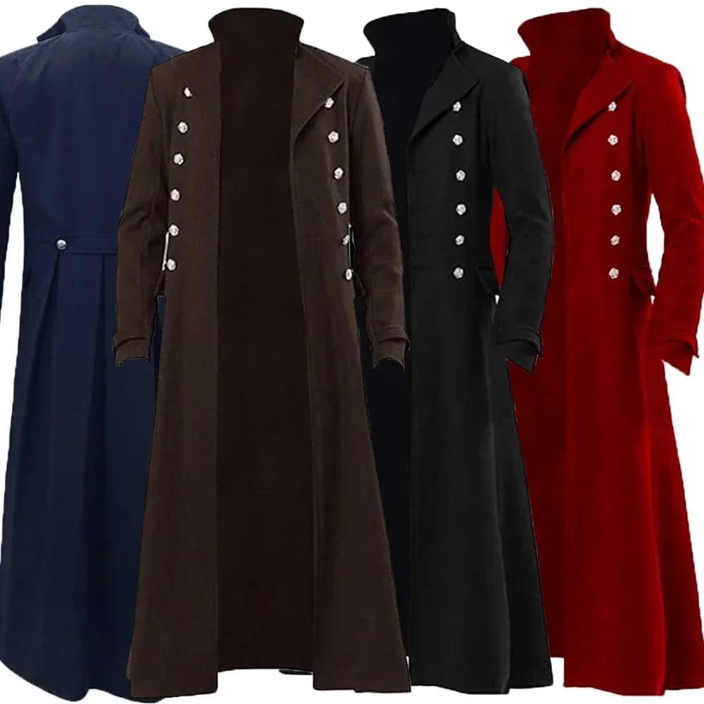 Middeleeuwse Renaissance Kostuum Mannen Steampunk Vintage Trenchcoat Gothic Lange Jas Man Victorian Carnaval Party Cosplay Kostuum 5xl