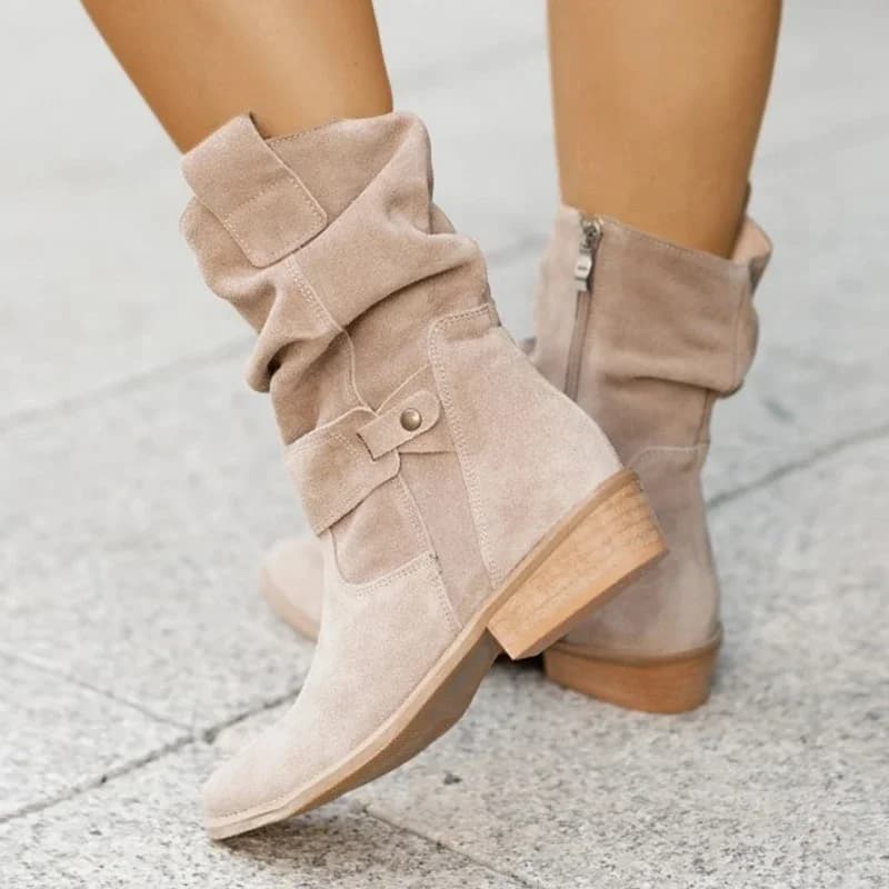 Dameslaarzen Suède lange laarzen Zachte platformlaarzen Rits aan de zijkant Dames Westernlaars Grote maten Effen kleur Chelsea Boot Botas Mujer