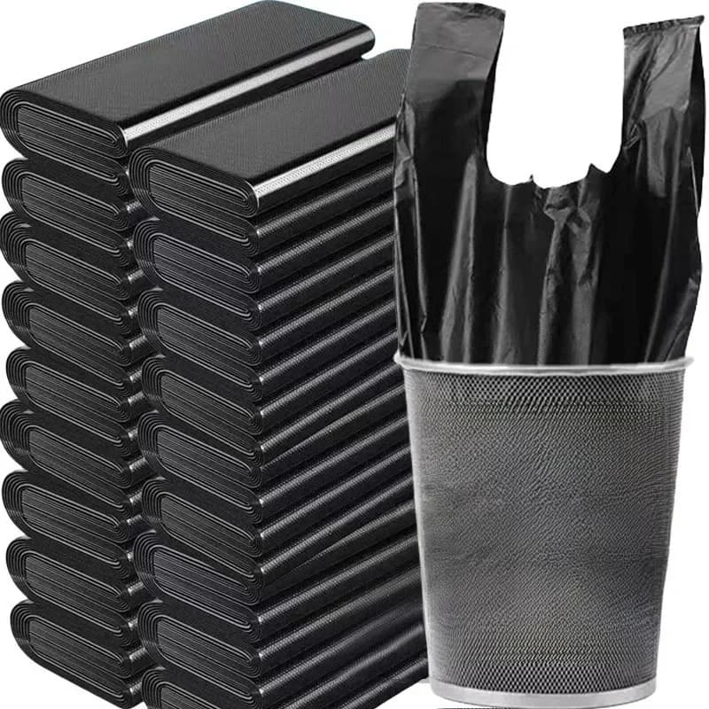 10/500PCS Wegwerp Zwarte Vuilniszak Duurzaam Handheld Vest Vuilniszak Keuken Slaapkamer Wc Huishoudelijke Opslag Gereedschap