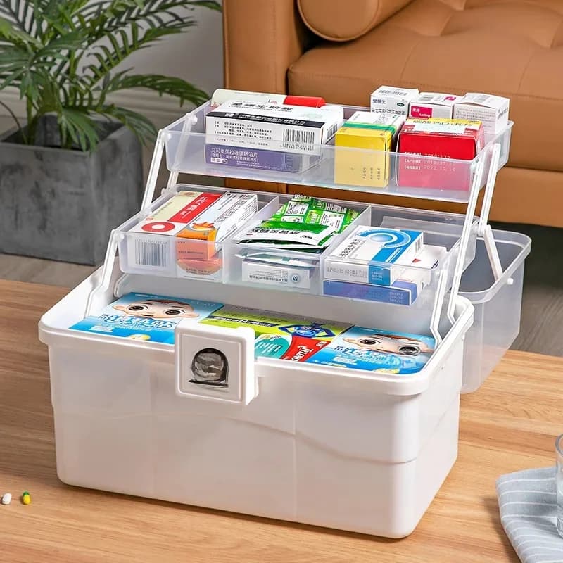 Super Grote Capaciteit Multifunctionele Pillendoos Plastic EHBO-Doos Container Familie Spoedeisende Geneeskunde Opslag Organizer Handvat