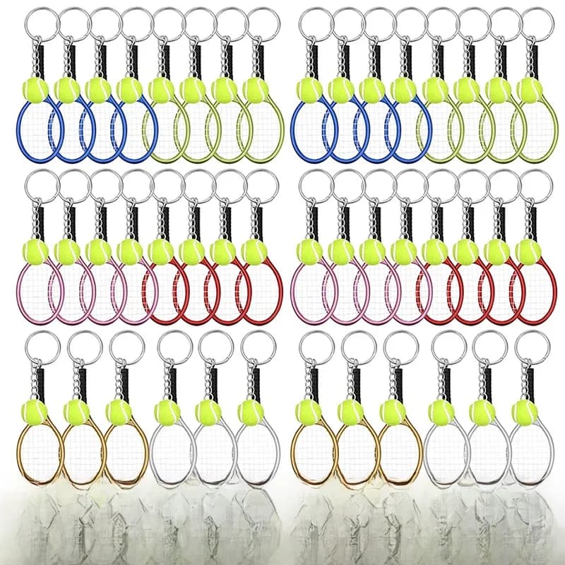 36 stuks mini tennisracket sleutelhanger sleutelhanger voor liefhebbers team sleutelhanger legering tennisrugzak sleutelhangers