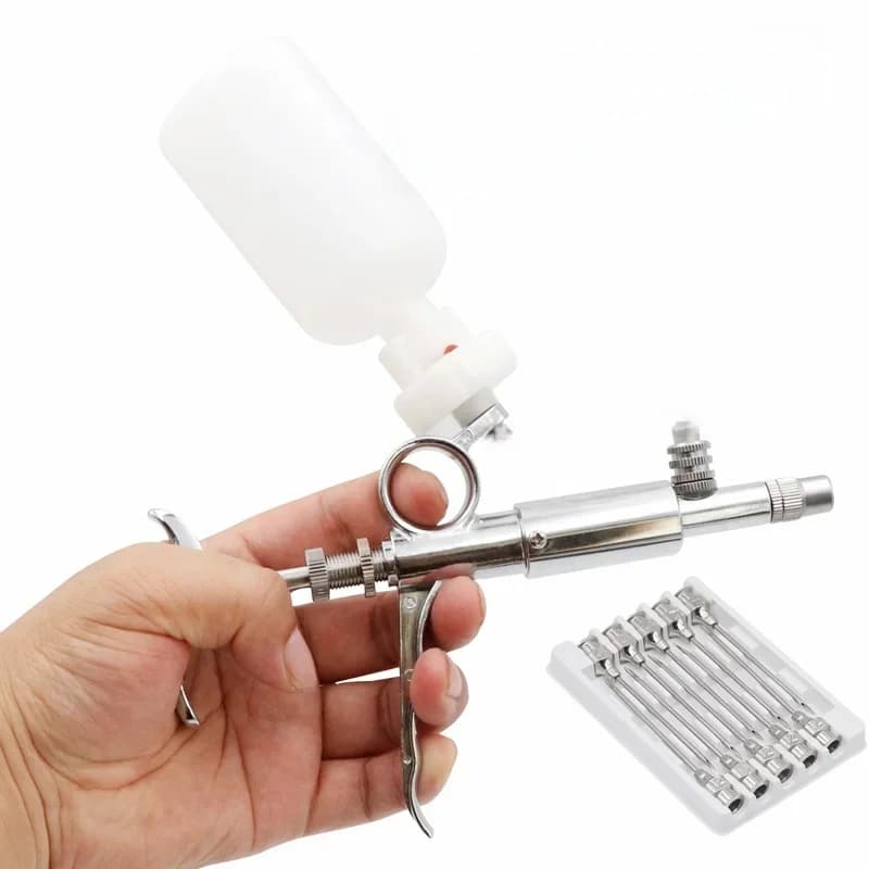 Automatische continue spuit (0,5-5 ml), metalen spuitinjector, veterinair materiaal met flesjes voor vee- en dierenvaccinatie